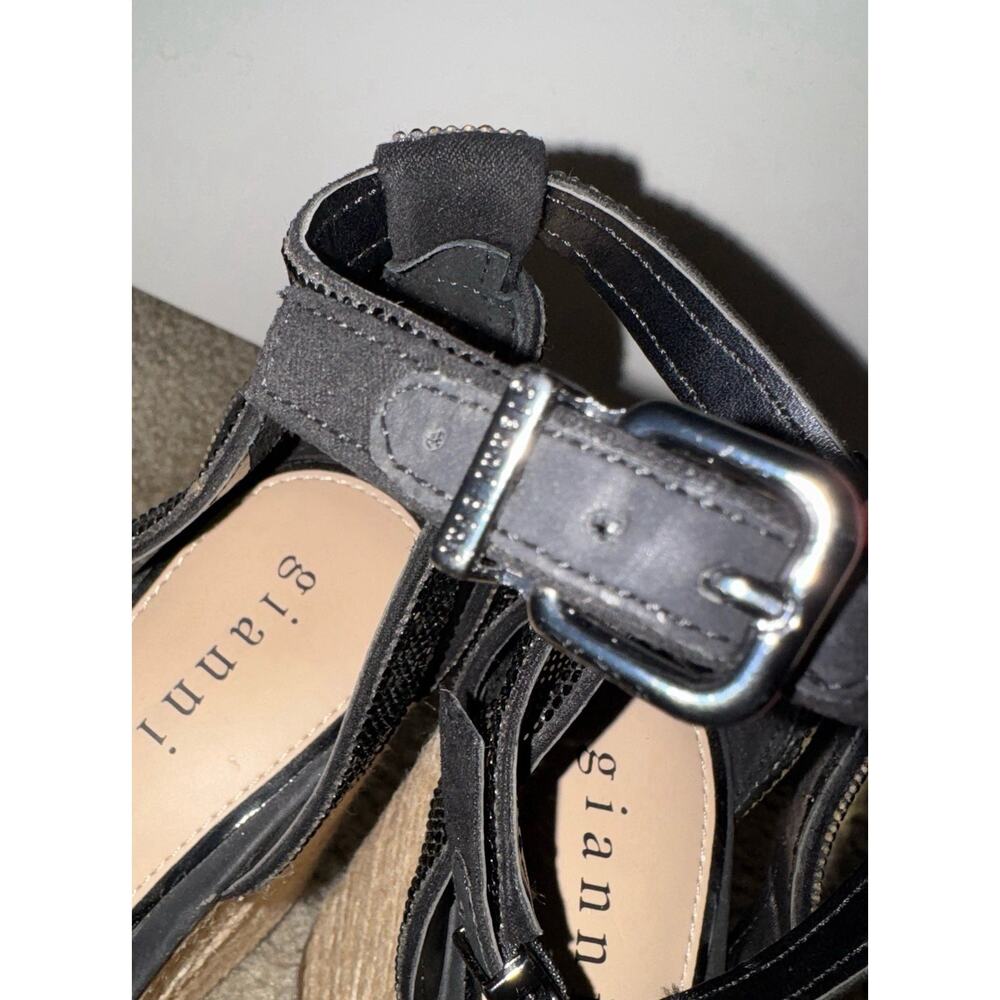 Gianni Bini Black Rhinestone Wedge Sandals Womens 7M Espadrille Platform NEW - Picture 10 of 12